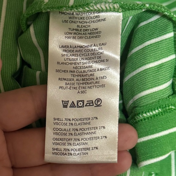 Maeve Green Striped Peplum Short Sleeve Top - Picture 8 of 9